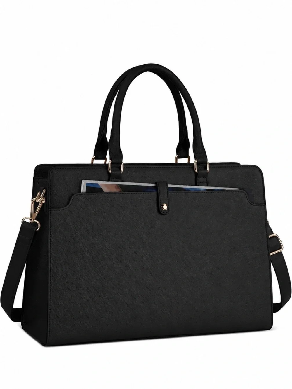 Classic Black Tote Bag with Laptop Pocket